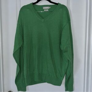 Peter Millar Green Cashmere V-Neck Sweater